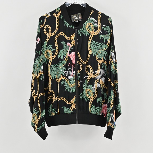 Urban Outfitters Jackets & Blazers - Pomme Chan Urban Outfitters Womens Bomber Jacket Size L Black Flamingo Chain